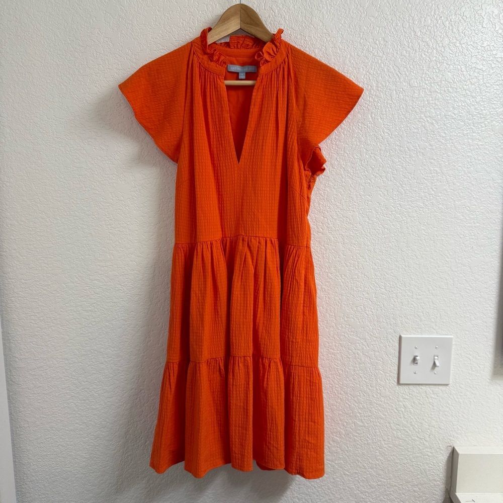 Antonio Melani Vanya Ruffle V-Neck Zip Side A-Line Mini Dress Size 6